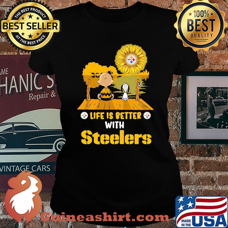 Life is better with Steelers snoopy and Chailer brown s Laides tee