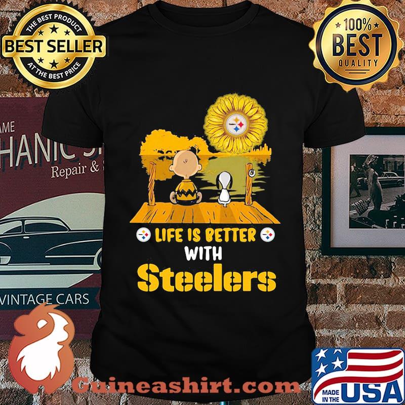 Life is better with Steelers snoopy and Chailer brown shirt