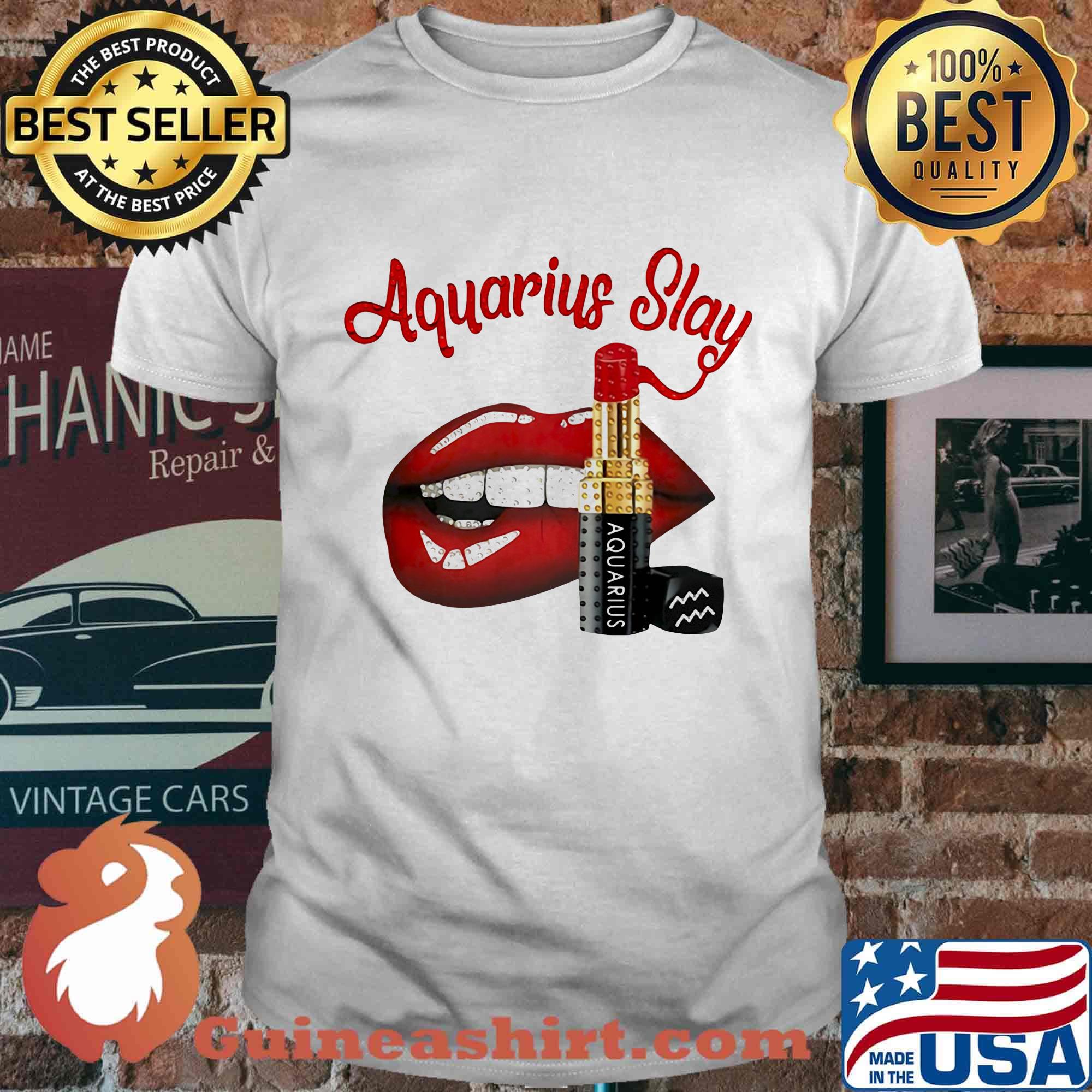 Lips aquarius slay lipstick shirt