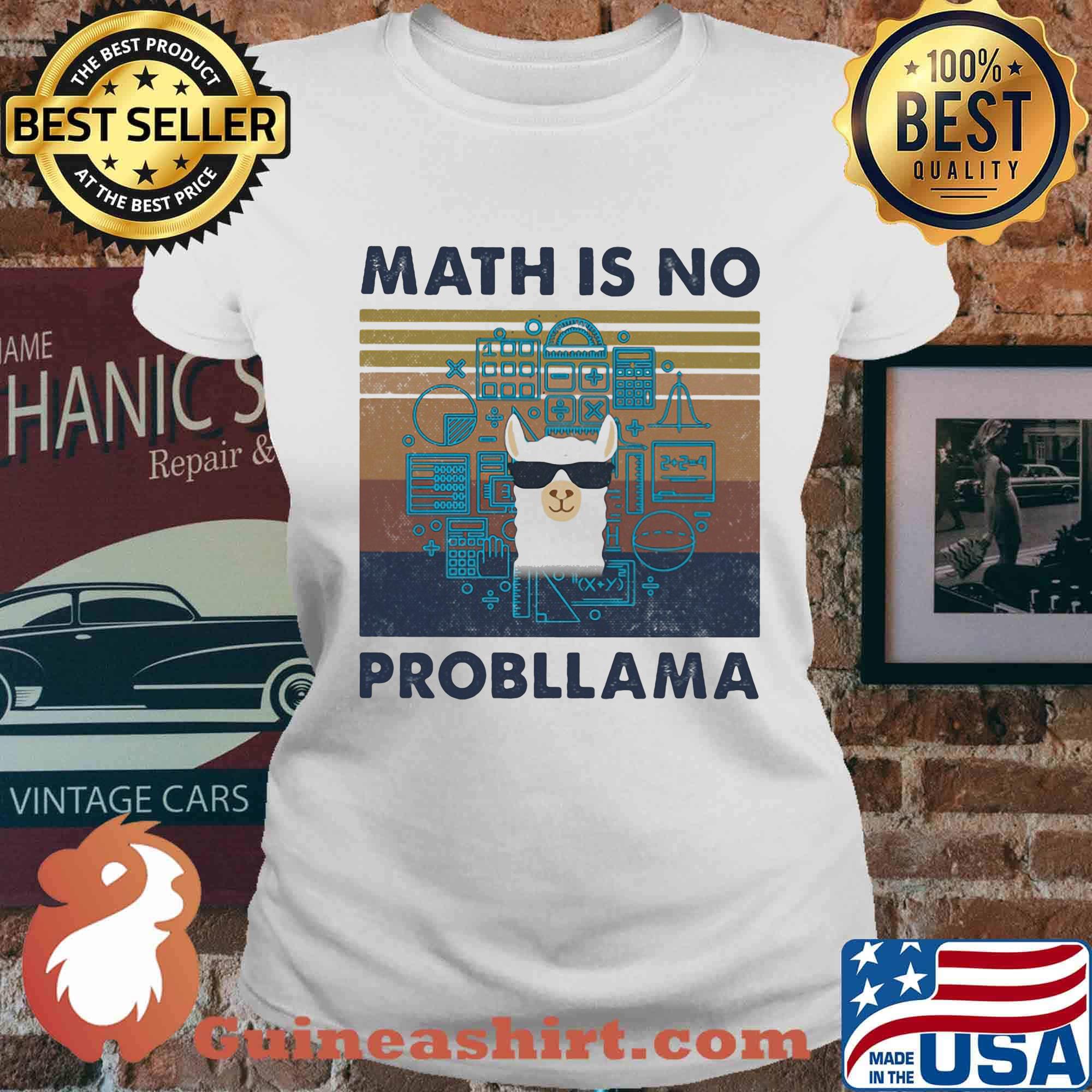 Llama math is no probllama vintage retro s Ladies tee