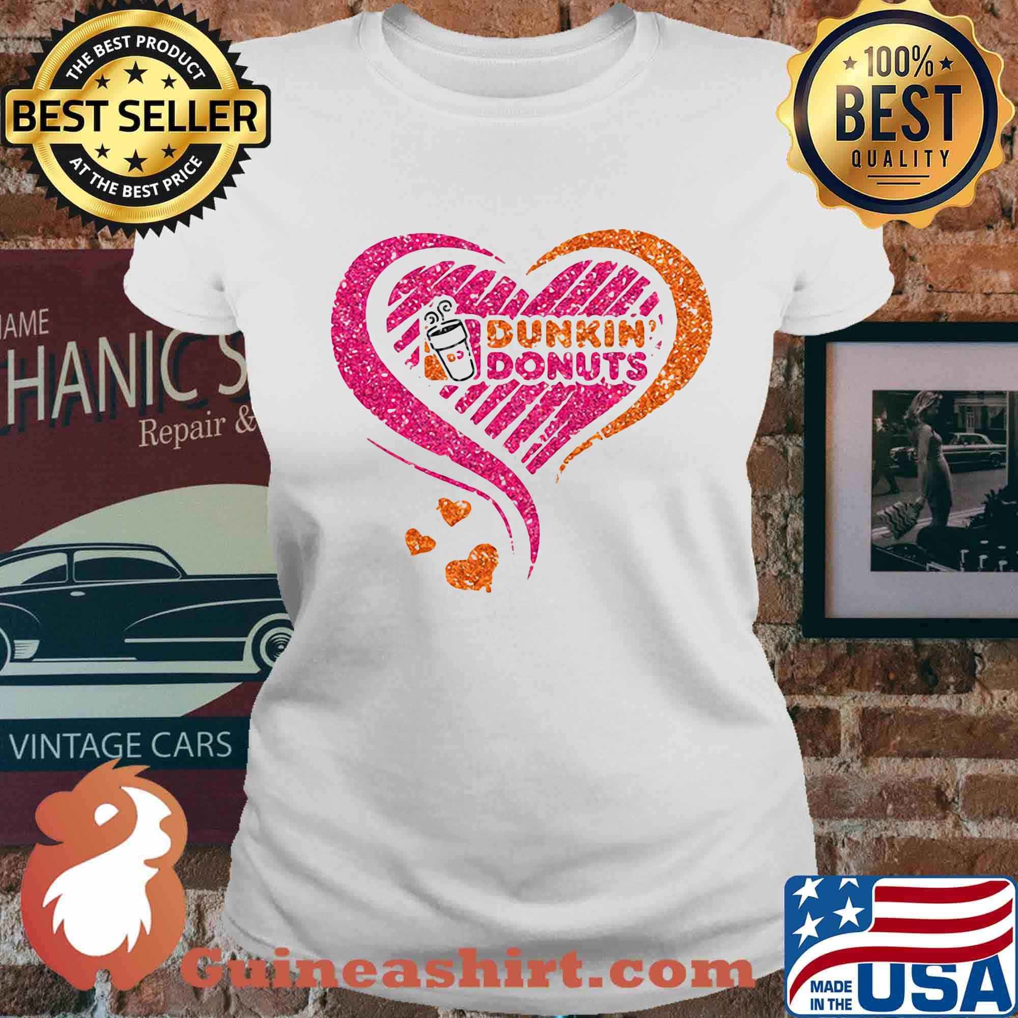 Love dunkin donuts logo hearts diamond s Ladies tee