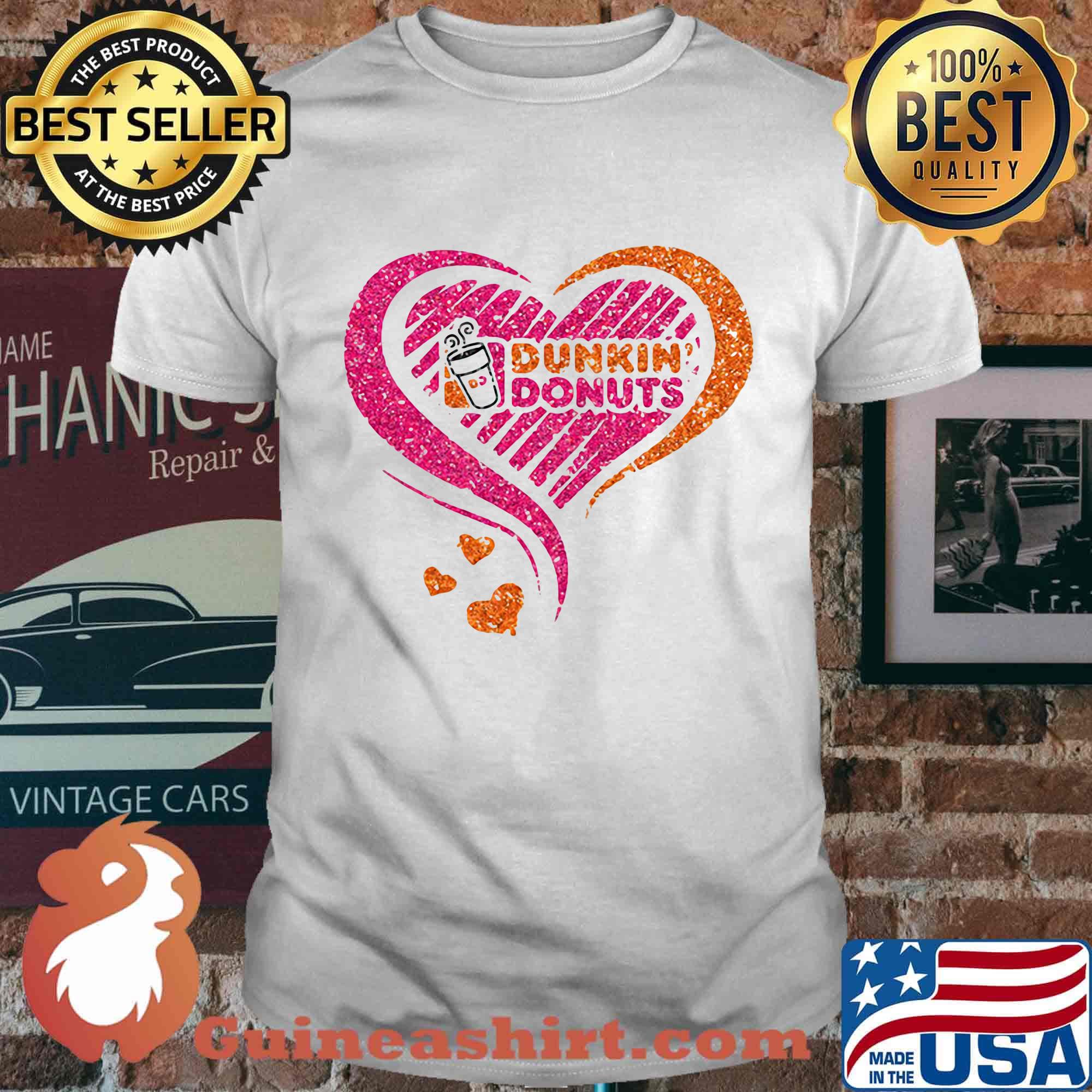 Love dunkin donuts logo hearts diamond shirt