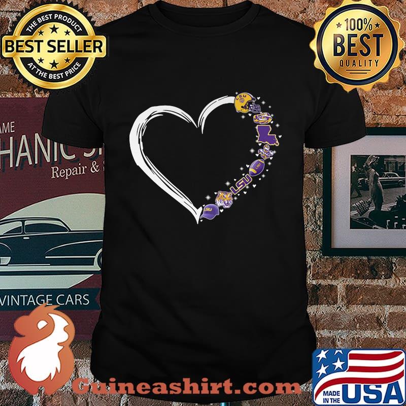 Lsu tigers football team logo heart shirt