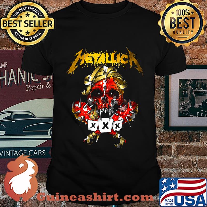 Metallica flaming skull blood shirt
