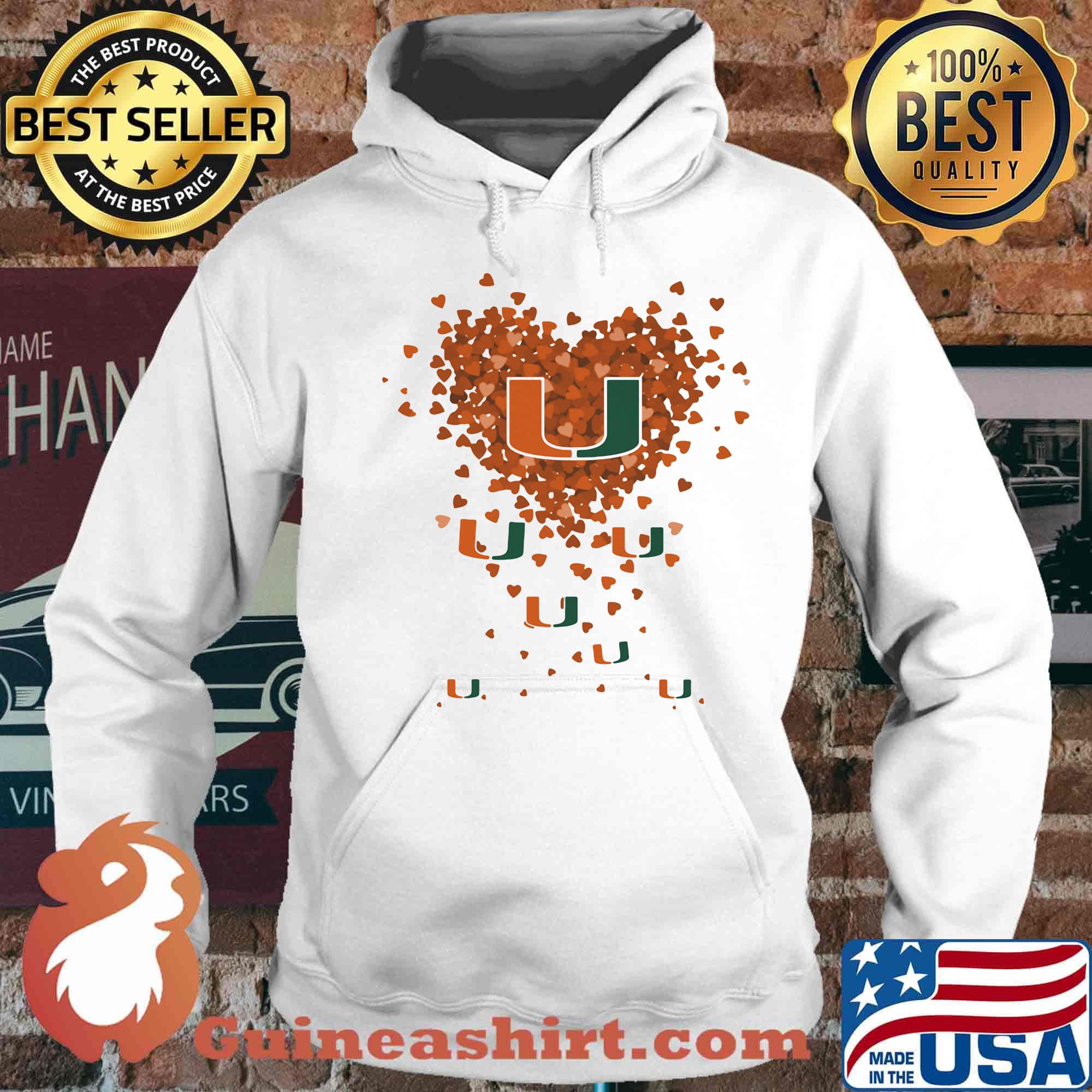 Miami Hurricanes three wolves heart s Hoodie