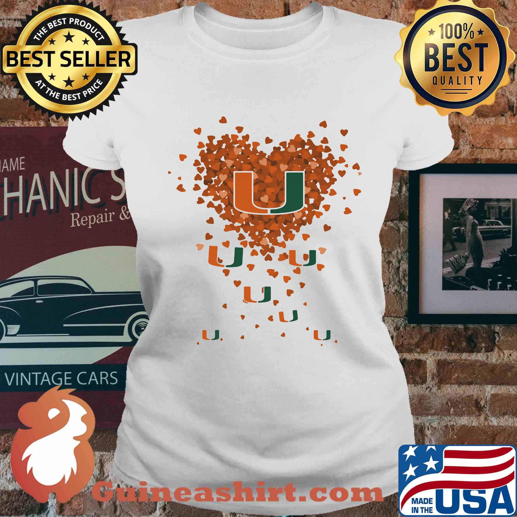 Miami Hurricanes three wolves heart s Ladies tee
