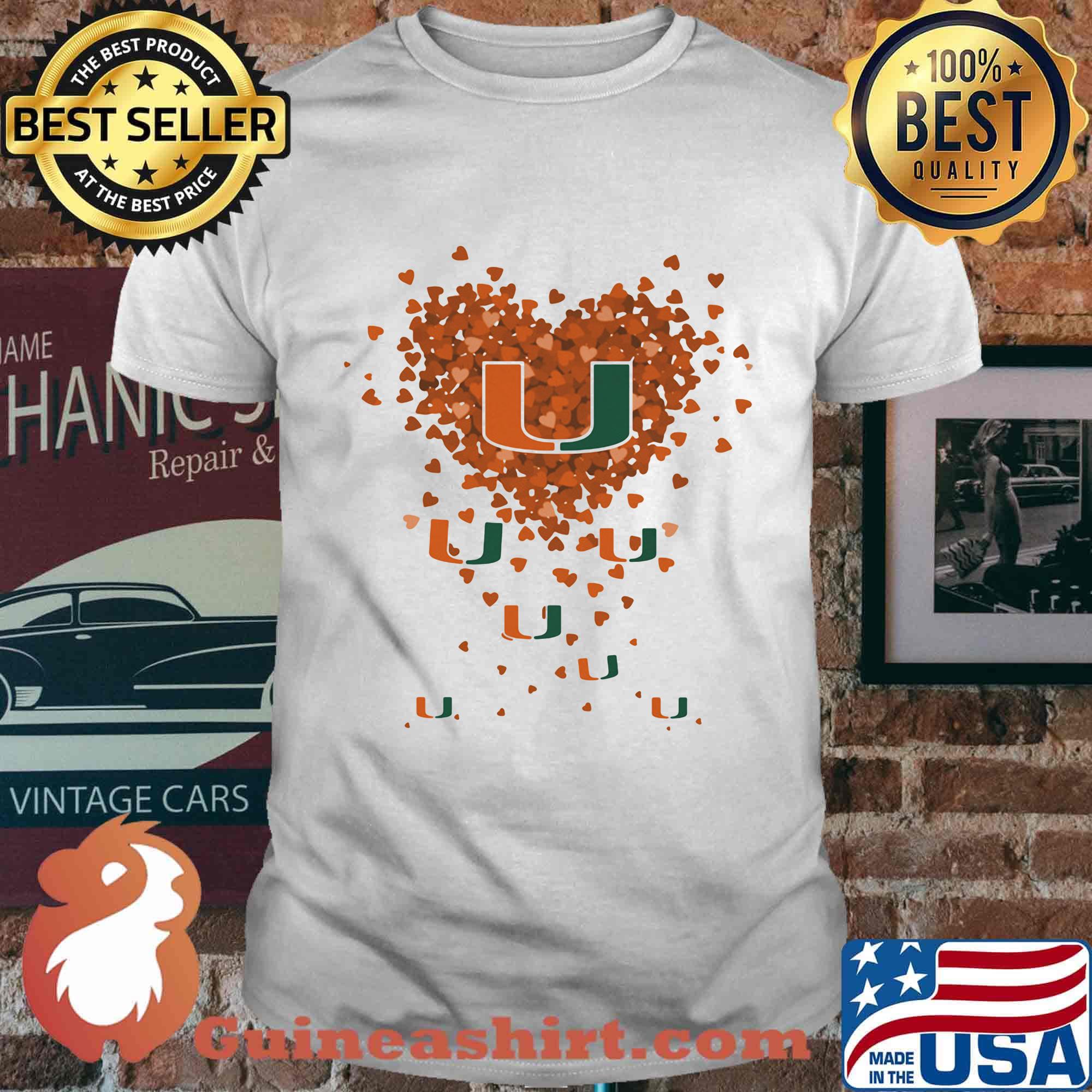 Miami Hurricanes three wolves heart shirt
