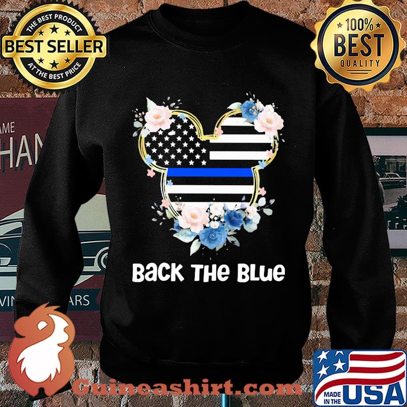Mickey mouse back the blue american flag independence day flowers s Sweater