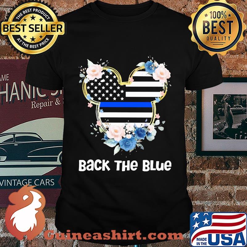 Mickey mouse back the blue american flag independence day flowers shirt