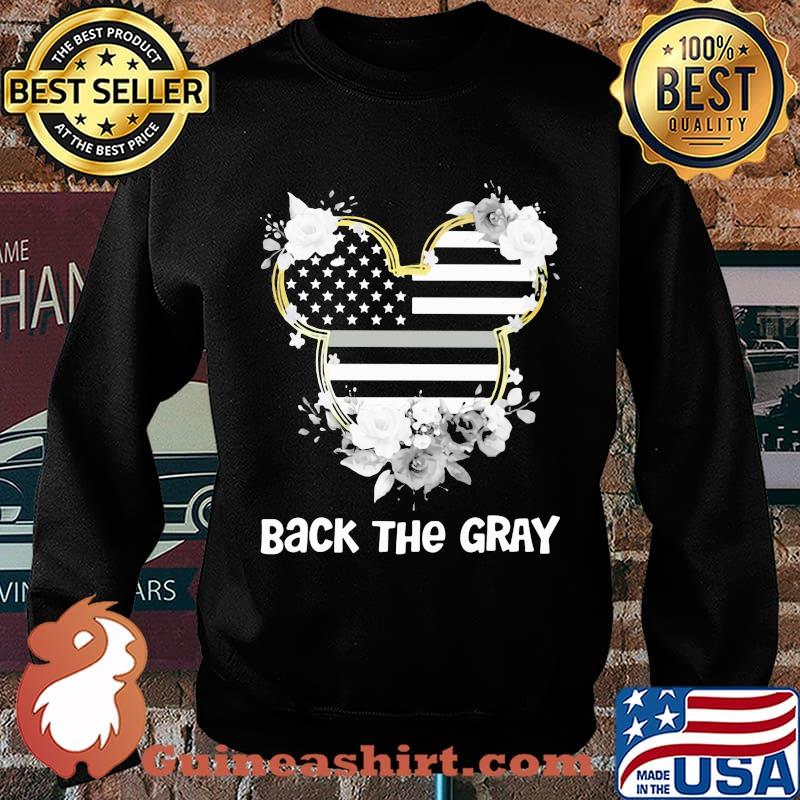 Mickey mouse back the gray american flag independence day flowers s Sweater