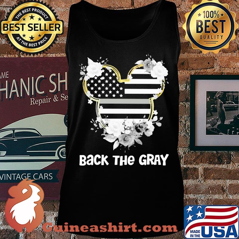 Mickey mouse back the gray american flag independence day flowers s Tank top