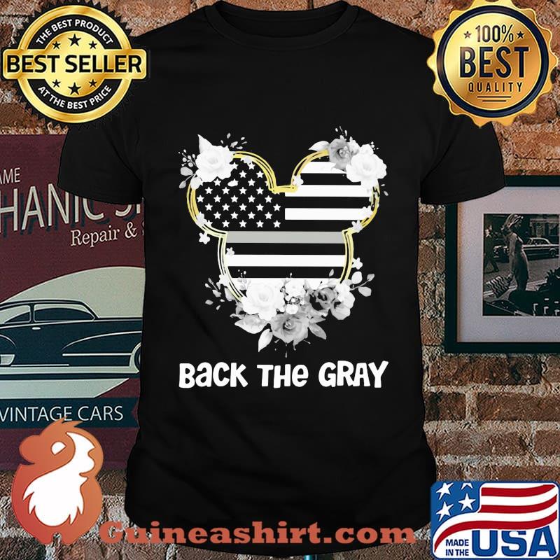 Mickey mouse back the gray american flag independence day flowers shirt