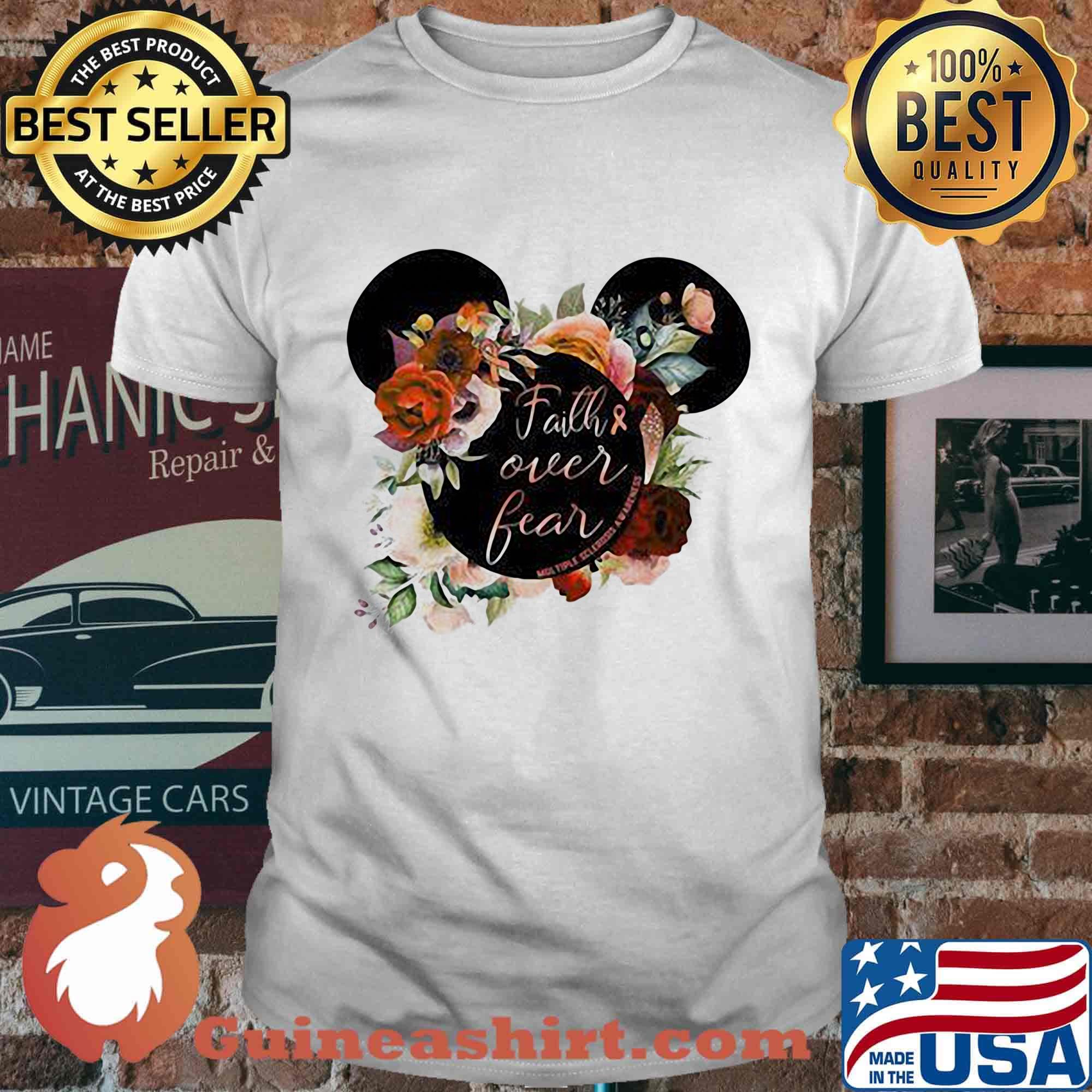 Mickey mouse faith over fear cancer awareness shirt