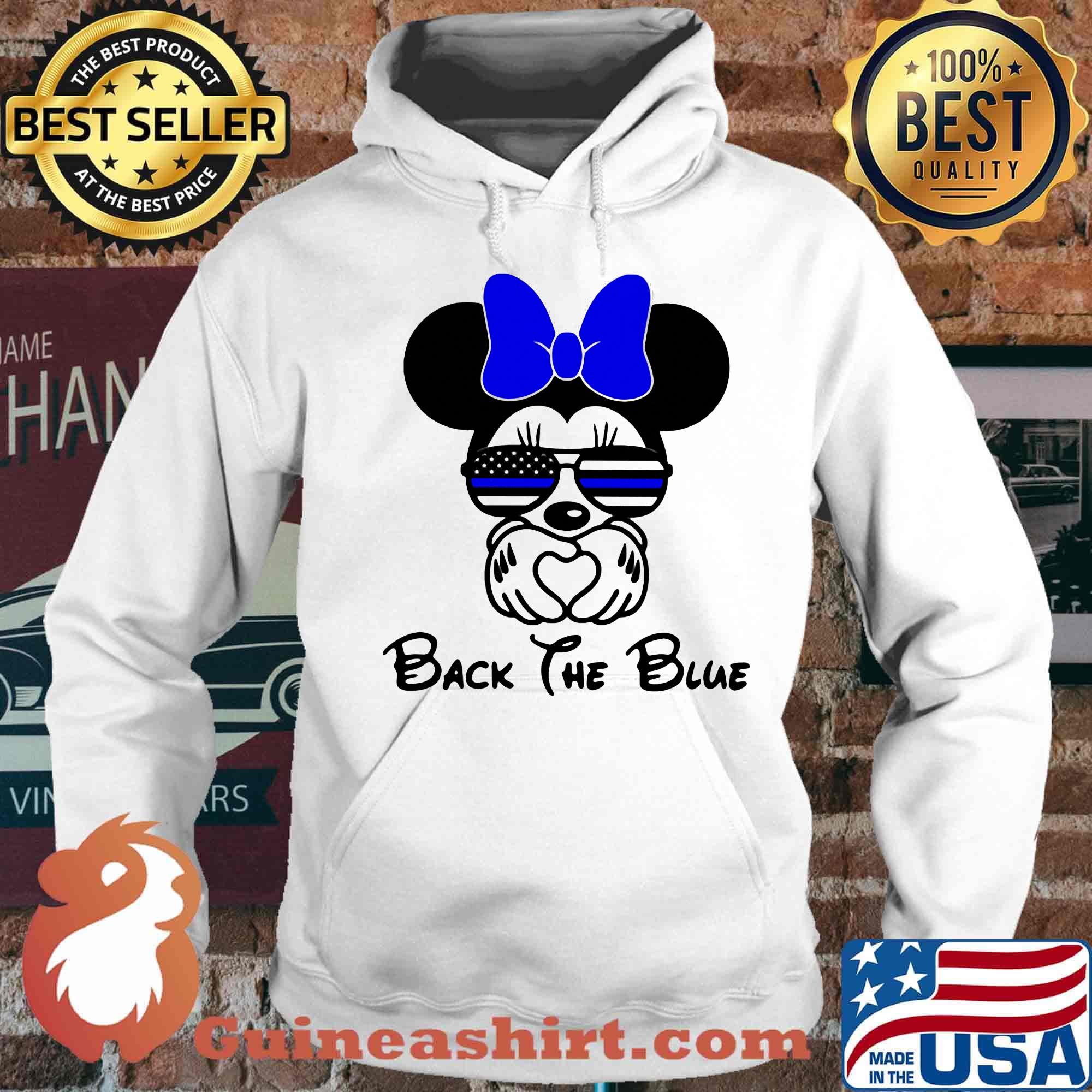 Minnie mouse back the blue american flag independence day flowers s Hoodie