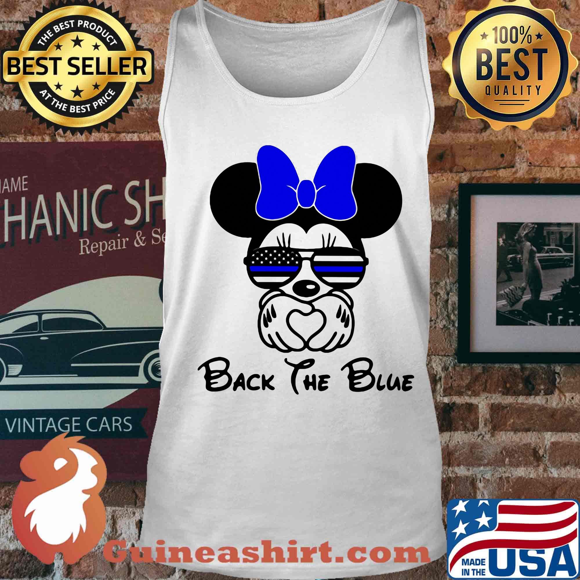 Minnie mouse back the blue american flag independence day flowers s Tank top