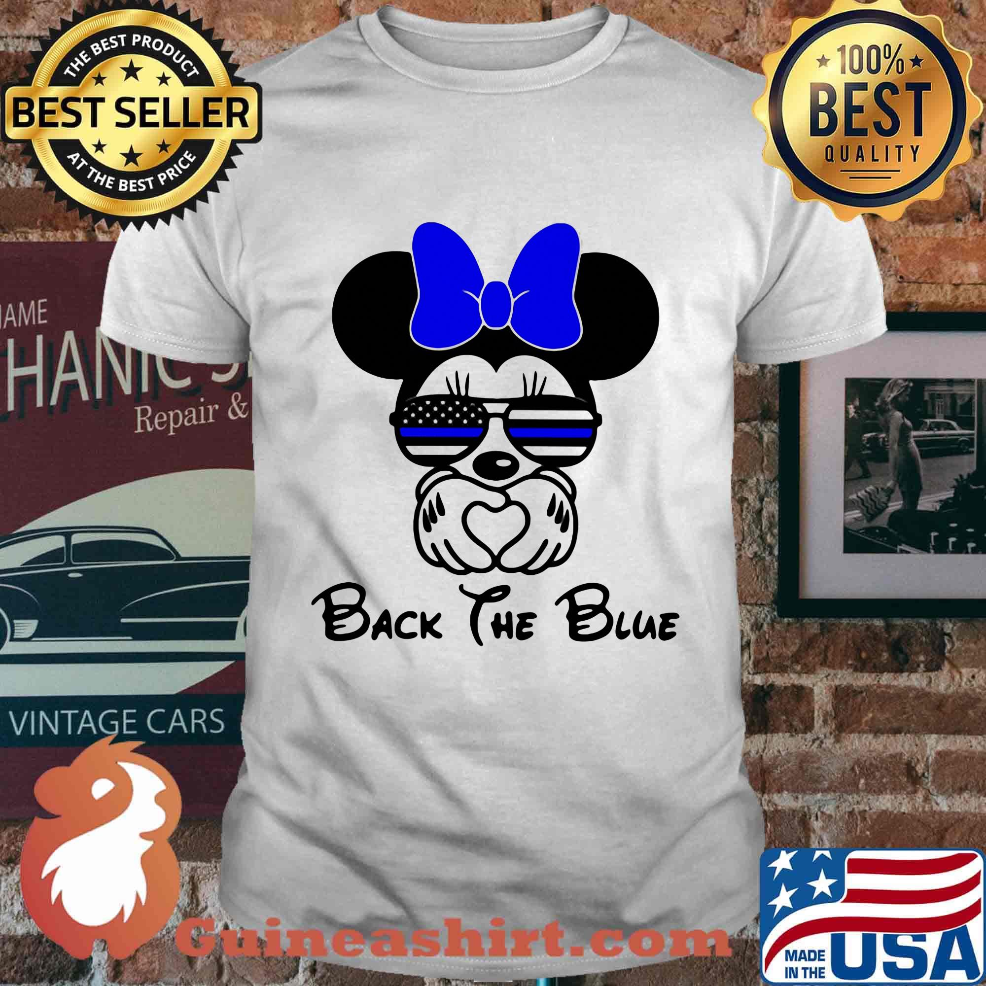 Minnie mouse back the blue american flag independence day flowers shirt