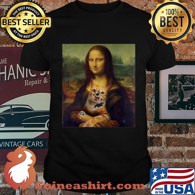 Mona lisa hug cat art shirt