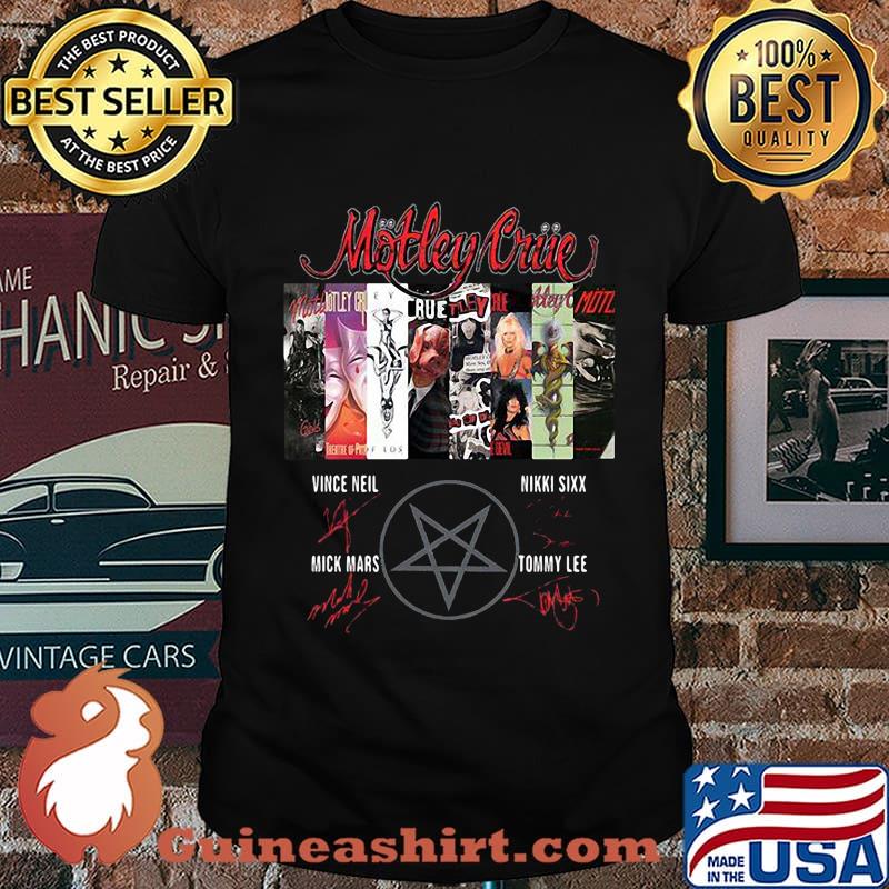 Motley crue band members signatures shirt