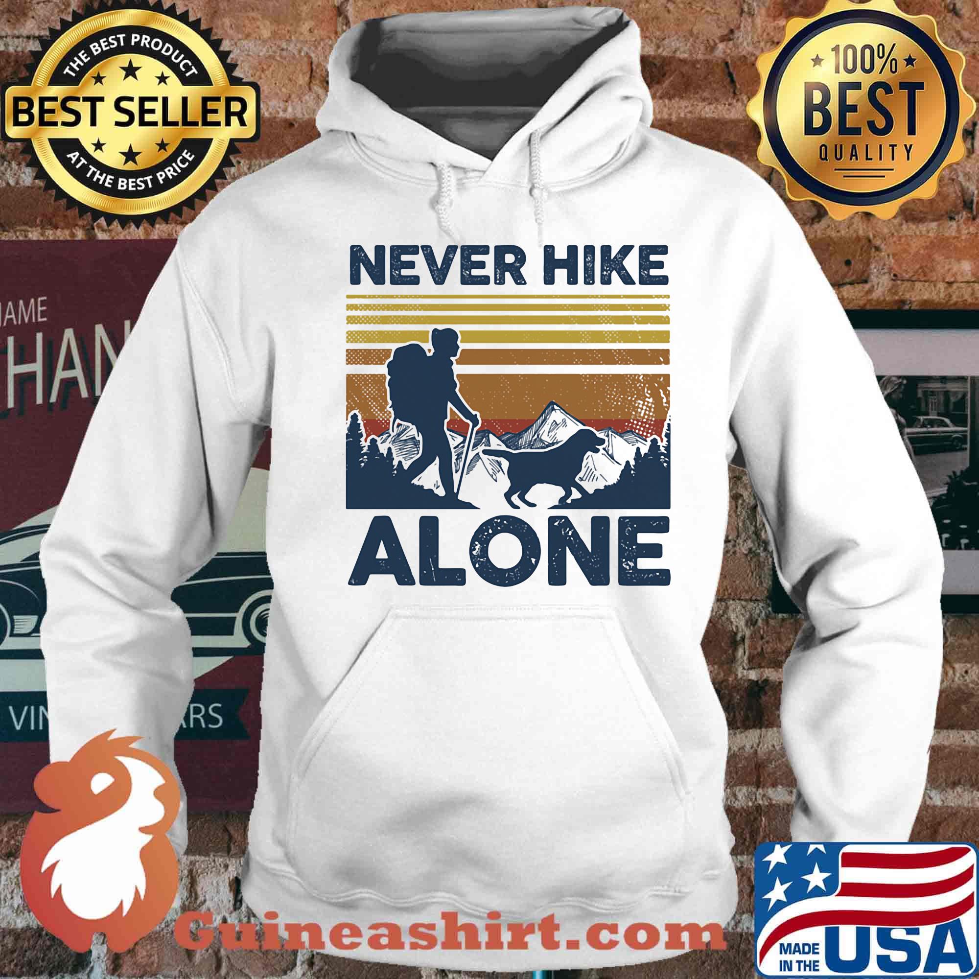 Never Hike ALone Girl Dog Vintage Retro Shirt Hoodie