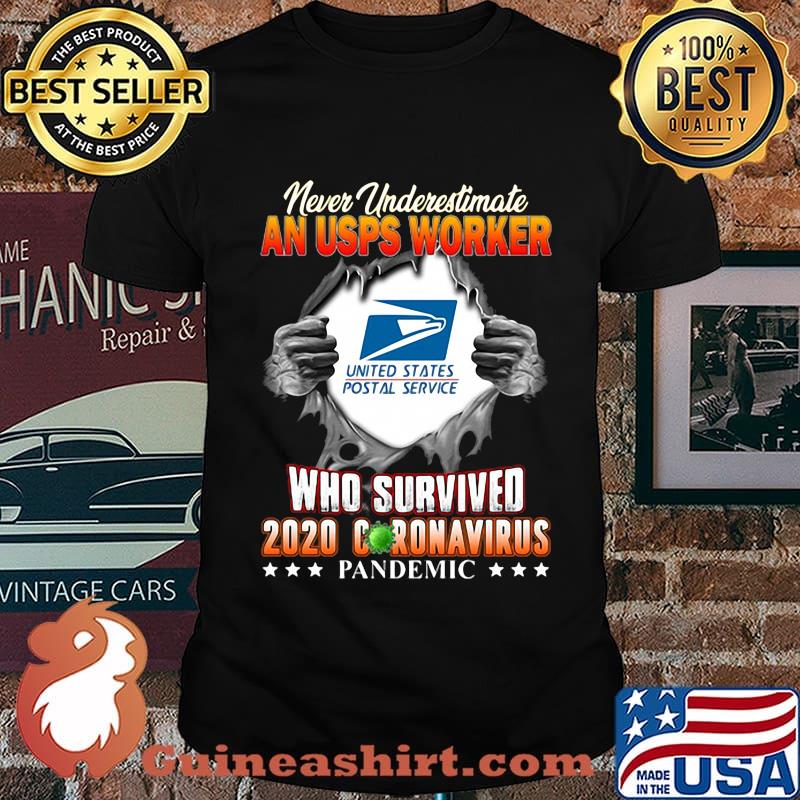 Never underestimate an USPS worker United States postal service who survived 2020 coronavirus shirt