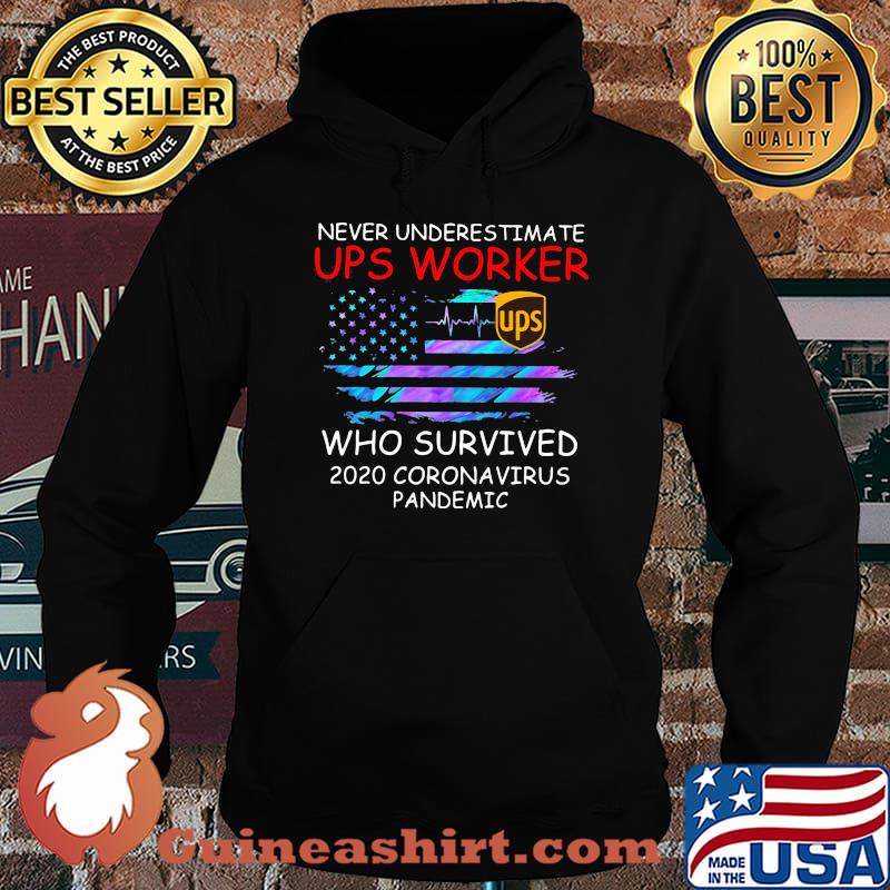 Never underestimate ups worker who survived 2020 coronavirus pandemic american flag independence day s Hoodie