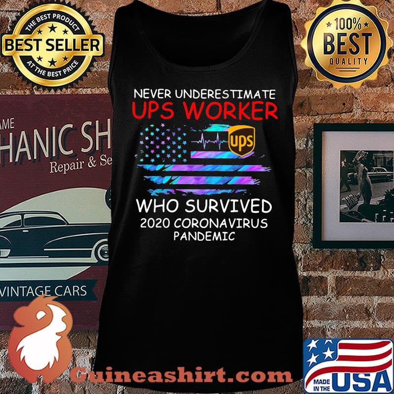 Never underestimate ups worker who survived 2020 coronavirus pandemic american flag independence day s Tank top
