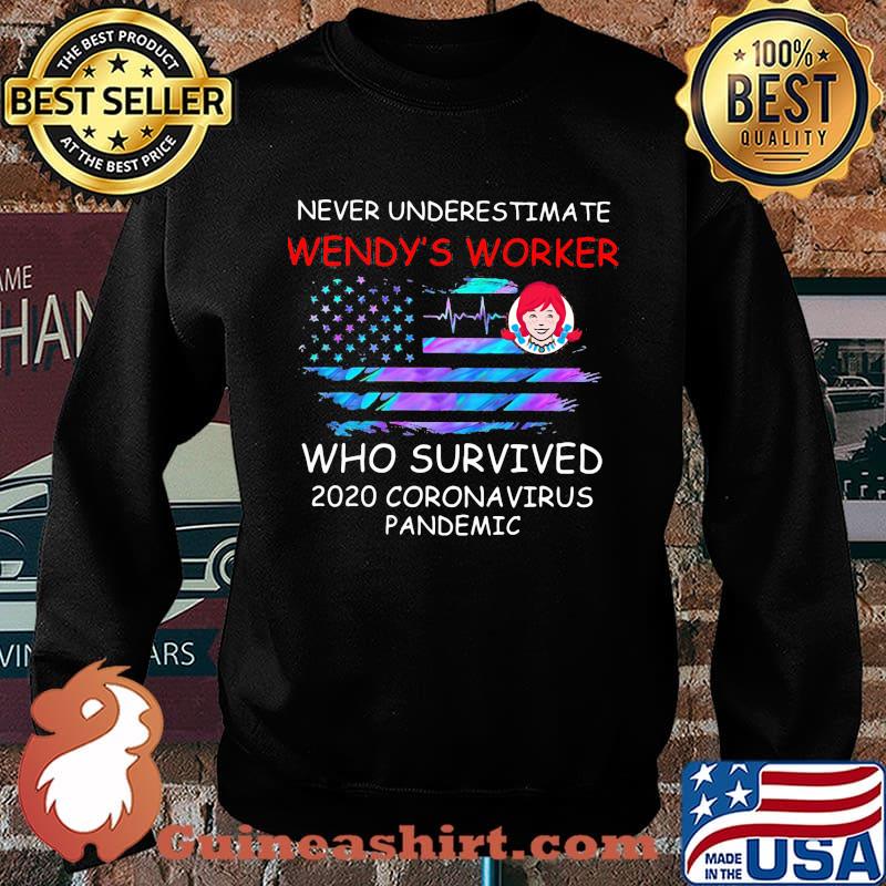Never underestimate wendy's worker who survived 2020 coronavirus pandemic american flag independence day s Sweater