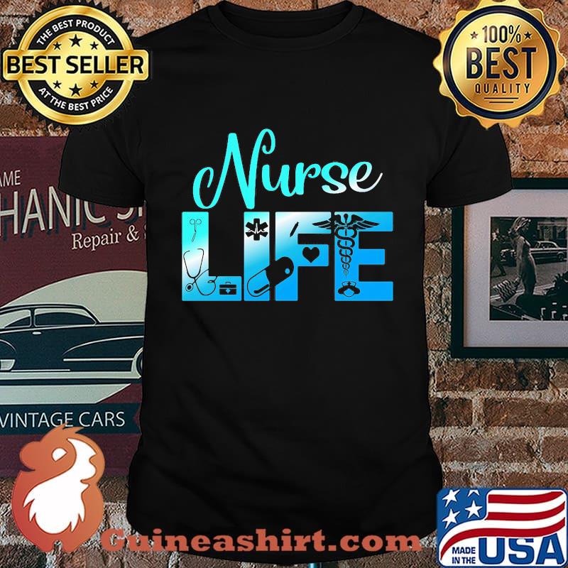 Nurse life medical logo heart medicine ear piece shirt