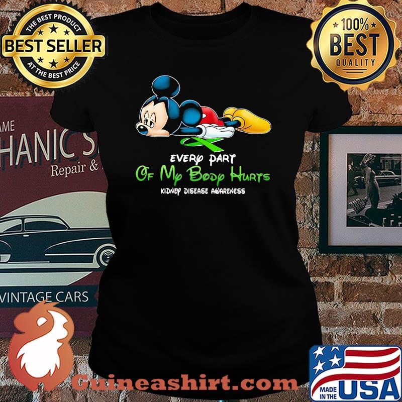 Official Mickey mouse every part of my body hurts fibromyalgia awareness s Laides tee