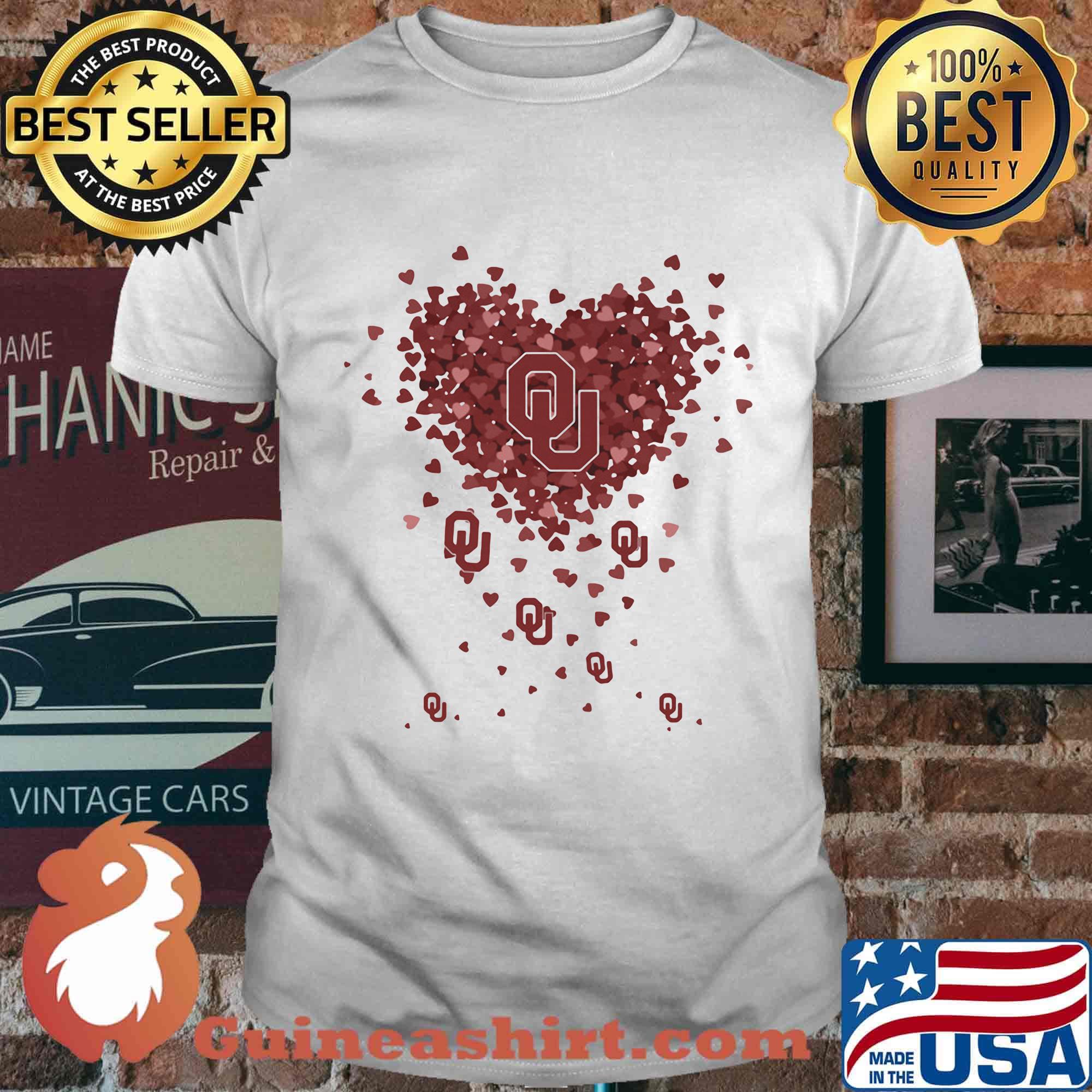 Oklahoma Sooners three wolves heart shirt