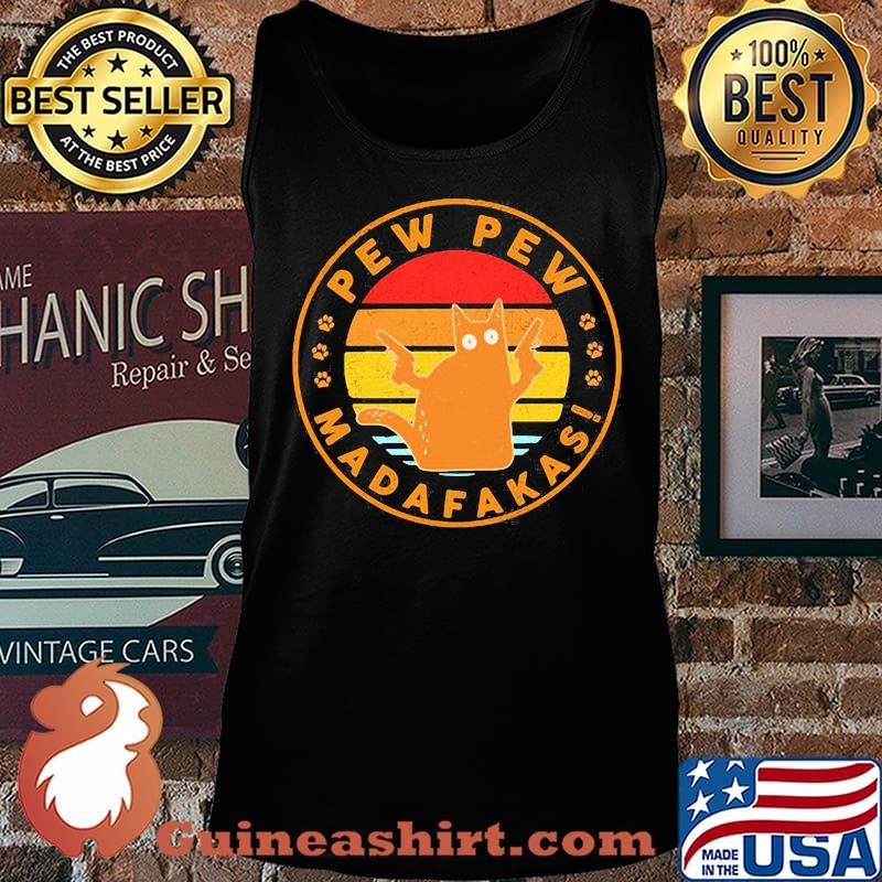 Paw cat pew pew madafakas vintage retro s Tank top