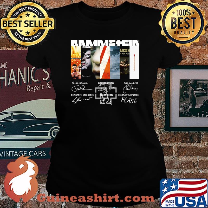 Rammstein band logo members signatures s Laides tee