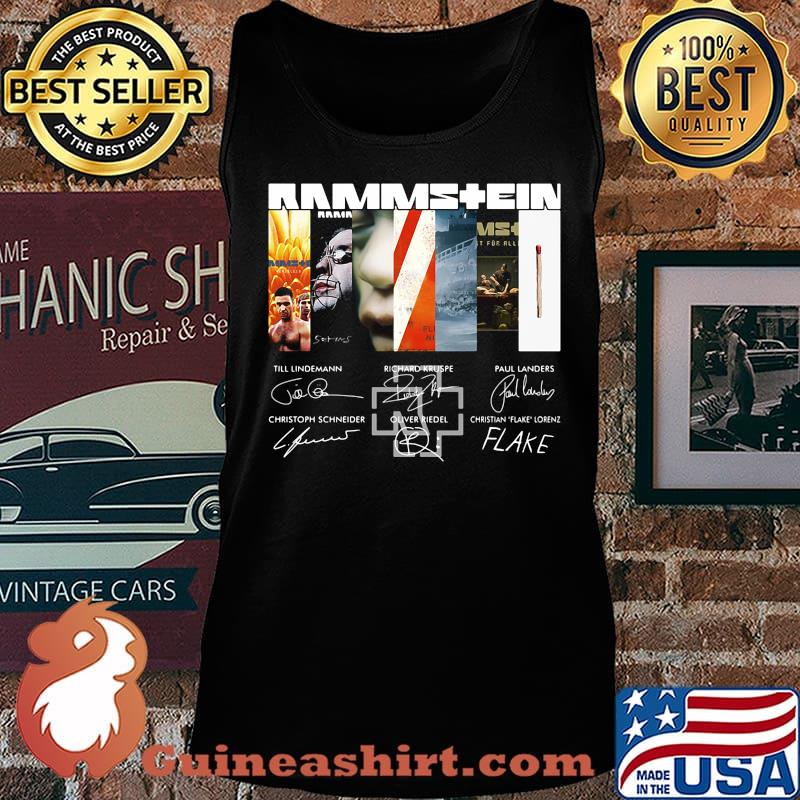 Rammstein band logo members signatures s Tank top