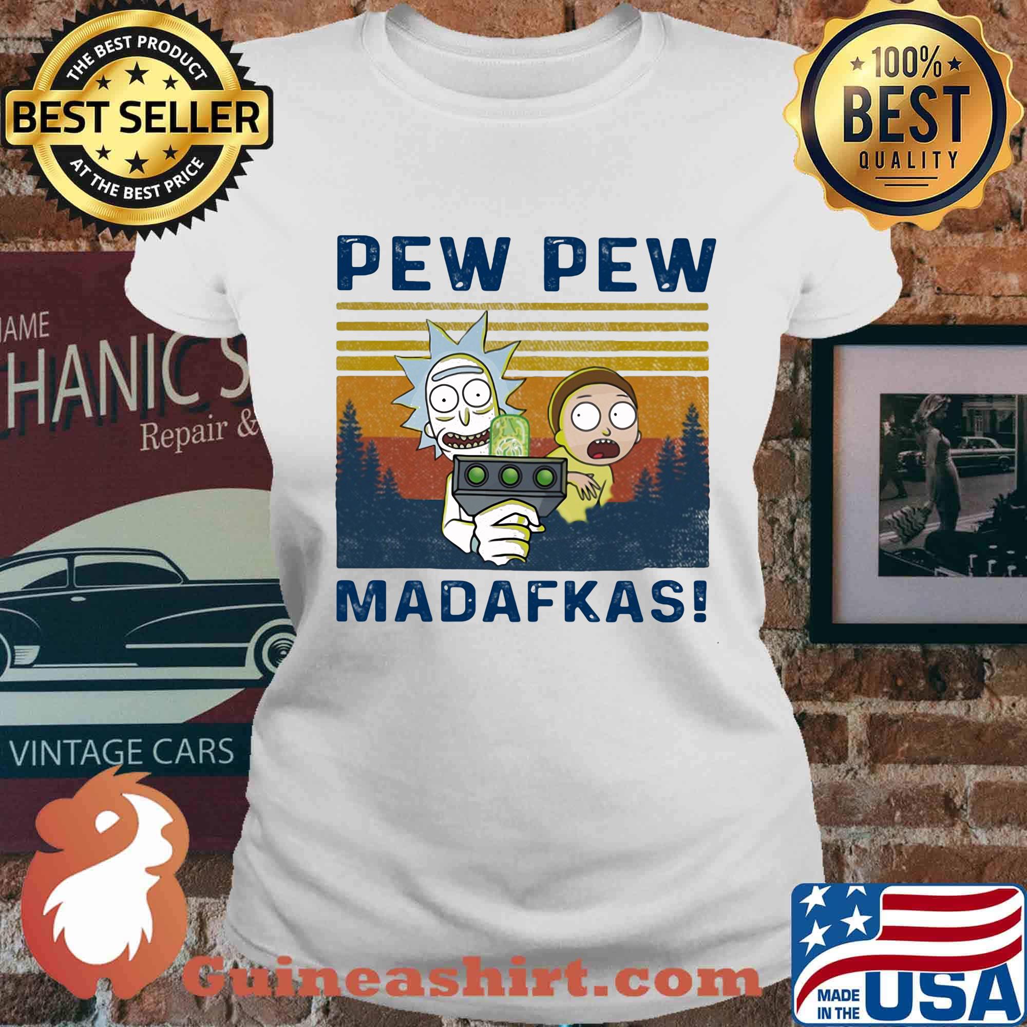 Rick and morty pew pew madafakas vintage retro s Ladies tee