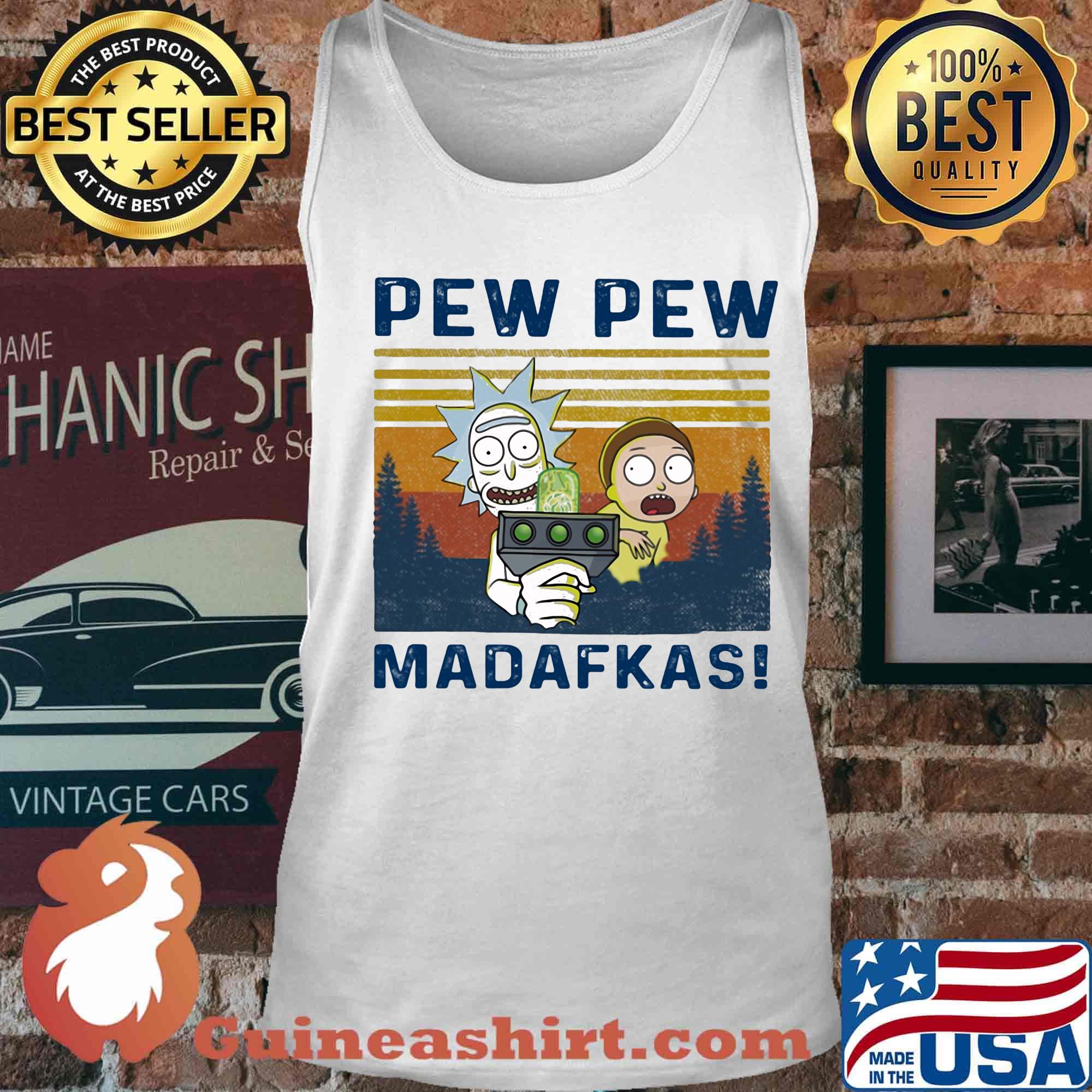 Rick and morty pew pew madafakas vintage retro s Tank top