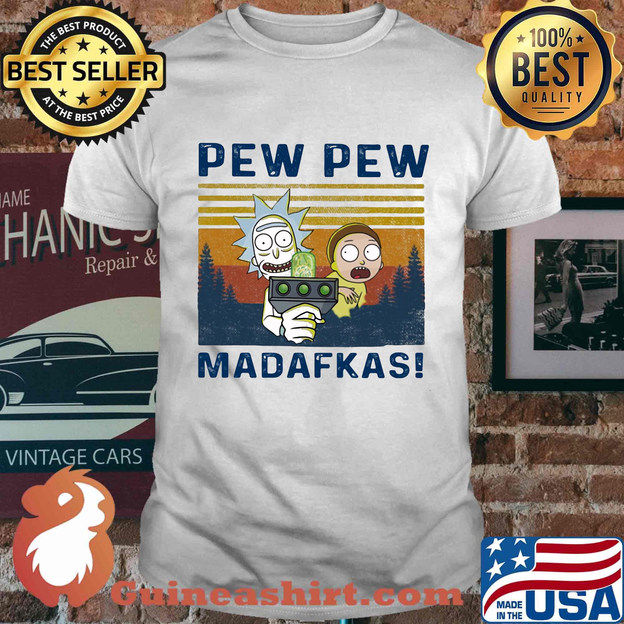 Rick and morty pew pew madafakas vintage retro shirt