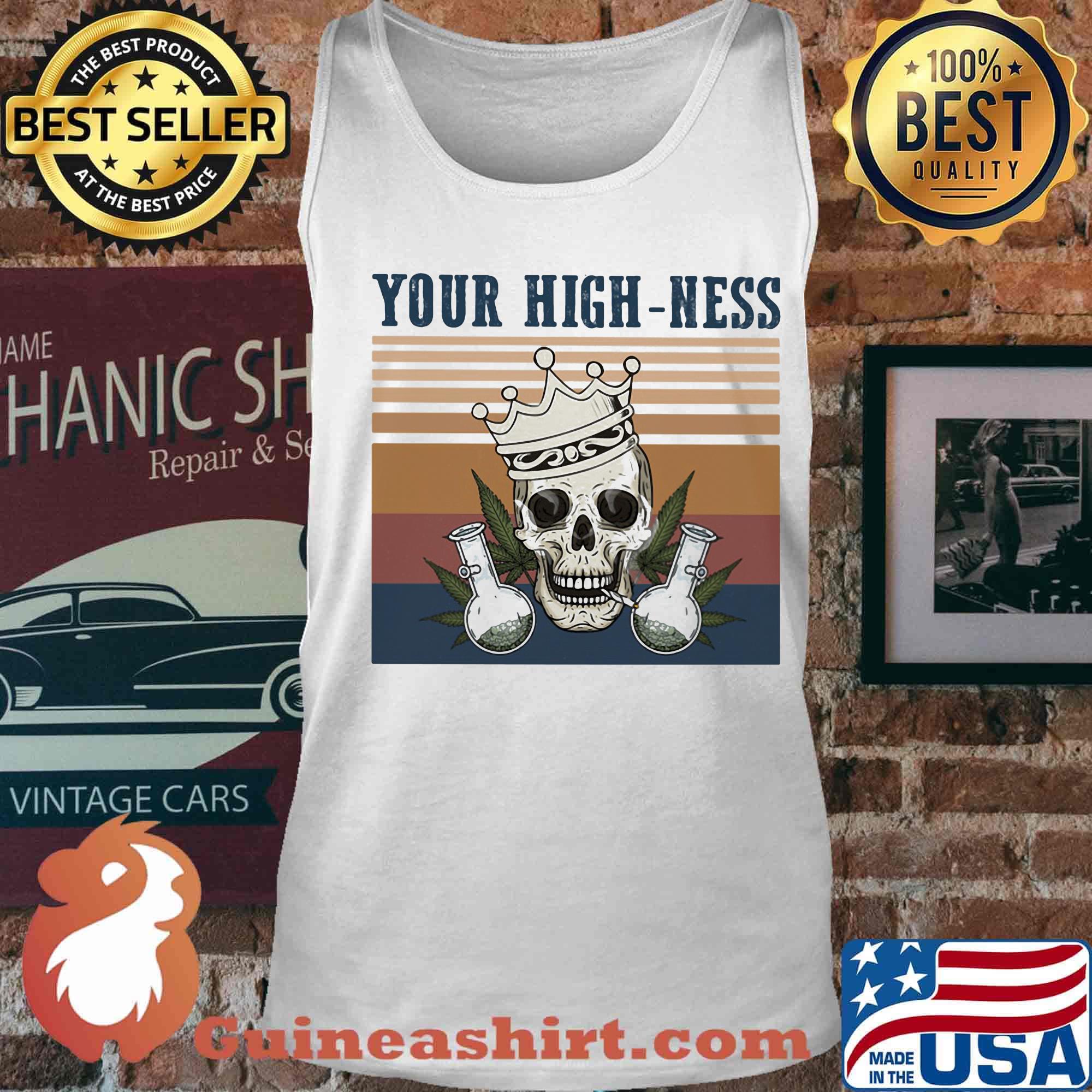 Skull crown weed your high-ness vintage retro s Tank top