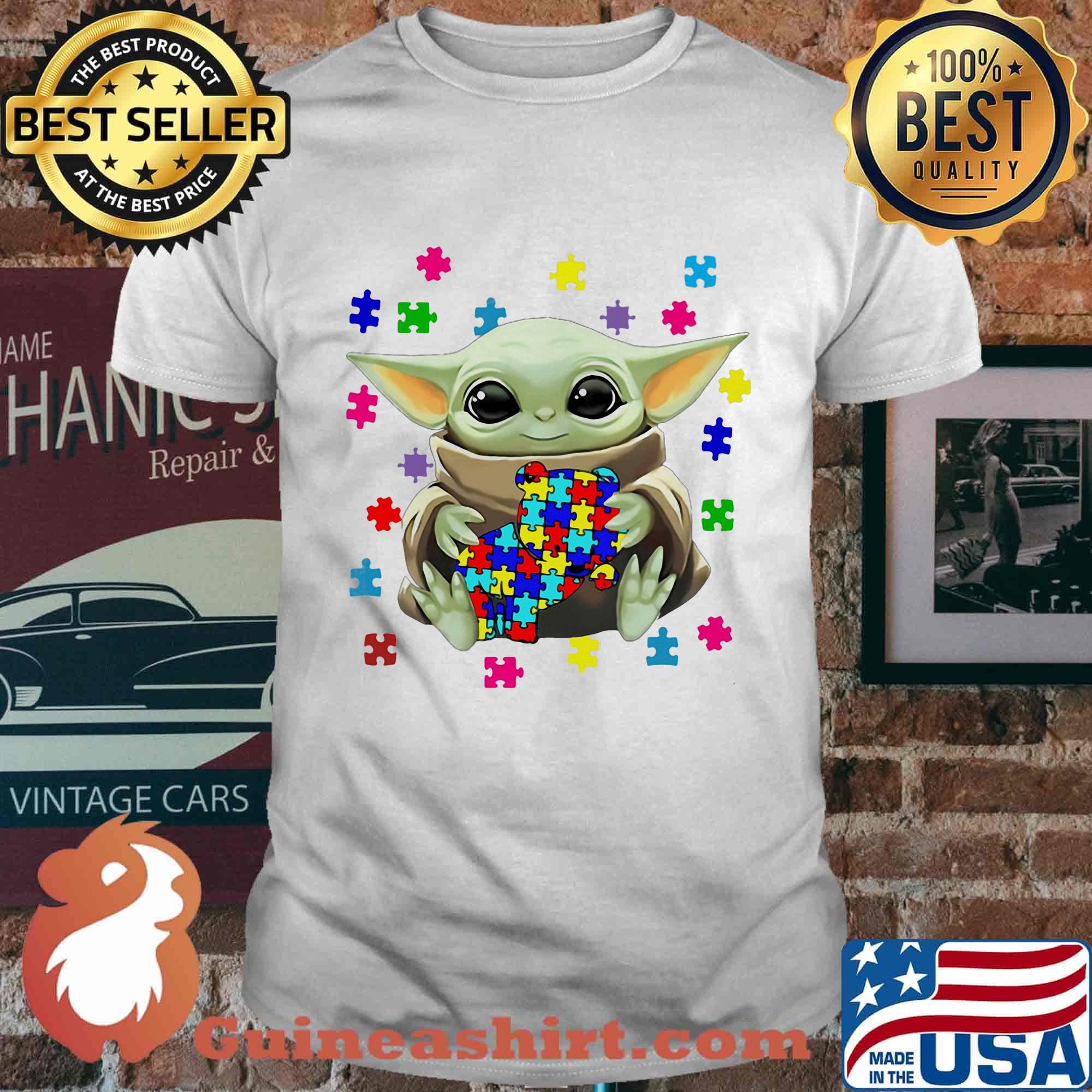 Star wars baby yoda hug bear autism shirt