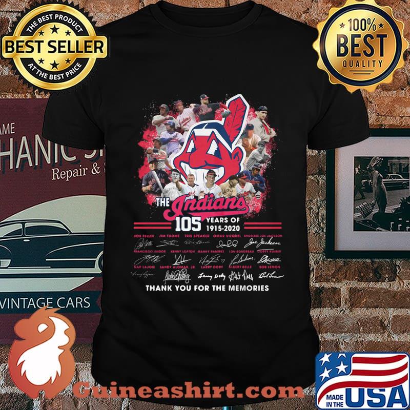 The cleveland indians 105 years of 1915 2020 thank you for the memories signatures shirt