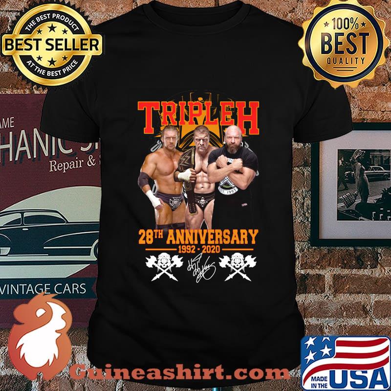 Triple h 28th anniversary 1992 2002 signature shirt