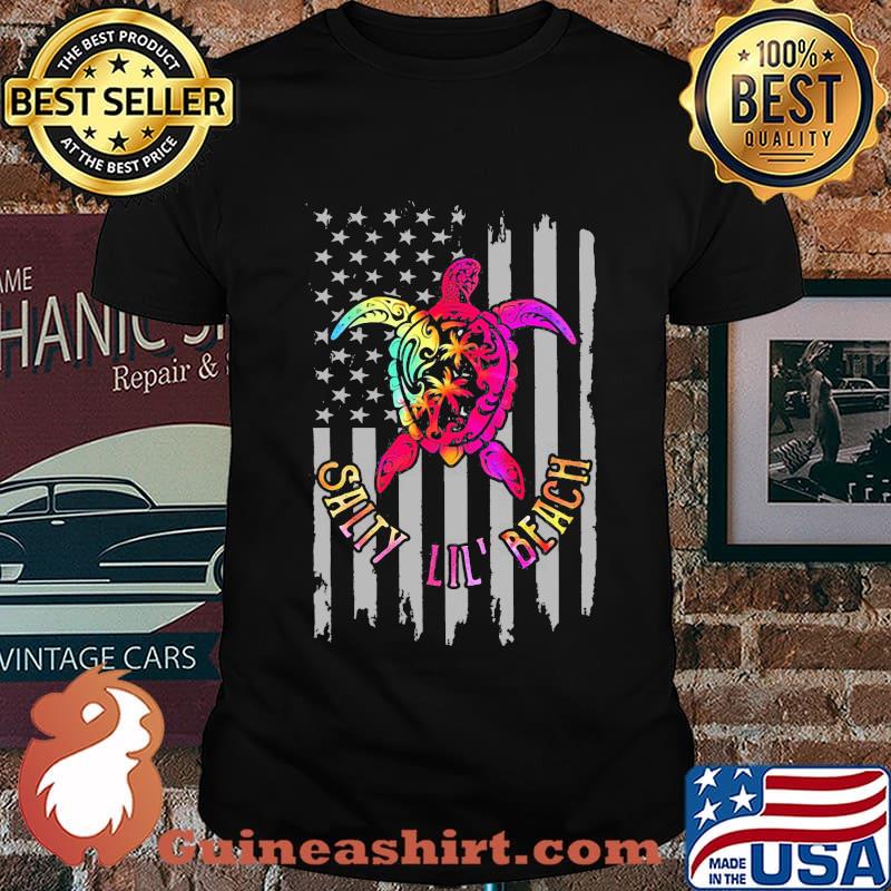 Turtle salty lil beach american flag independence day shirt