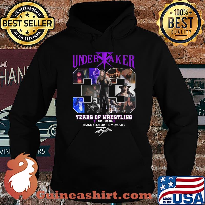 Undertaker 33 years of wrestling 1987 2020 thank you for the memories signatures s Hoodie