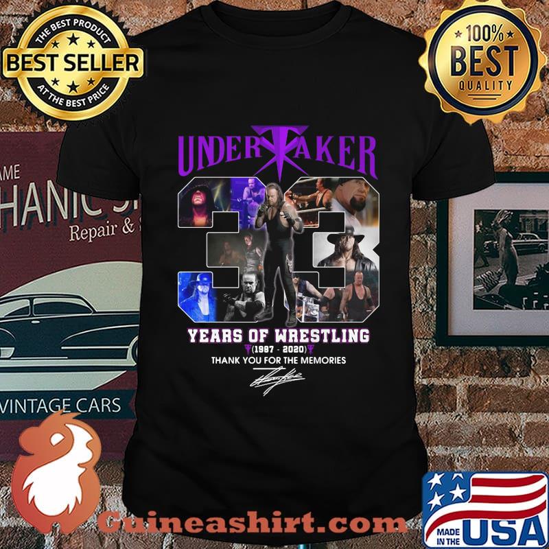 Undertaker 33 years of wrestling 1987 2020 thank you for the memories signatures shirt