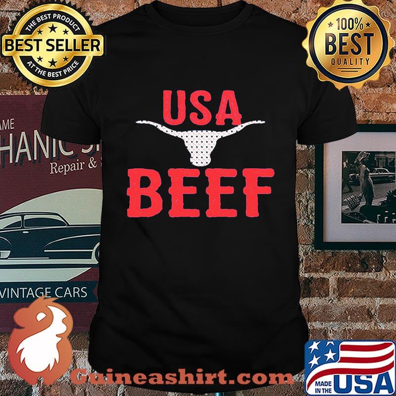 USA Beef Cow Head Red Shirt
