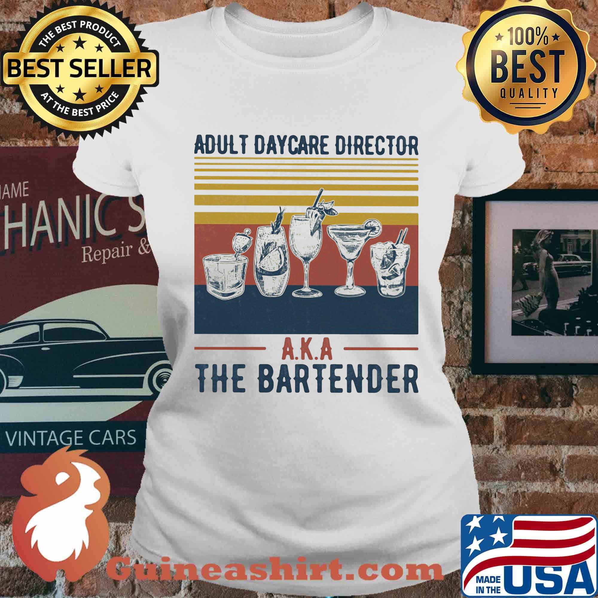 Whiskey adult daycare director aka the bartender vintage retro s Ladies tee