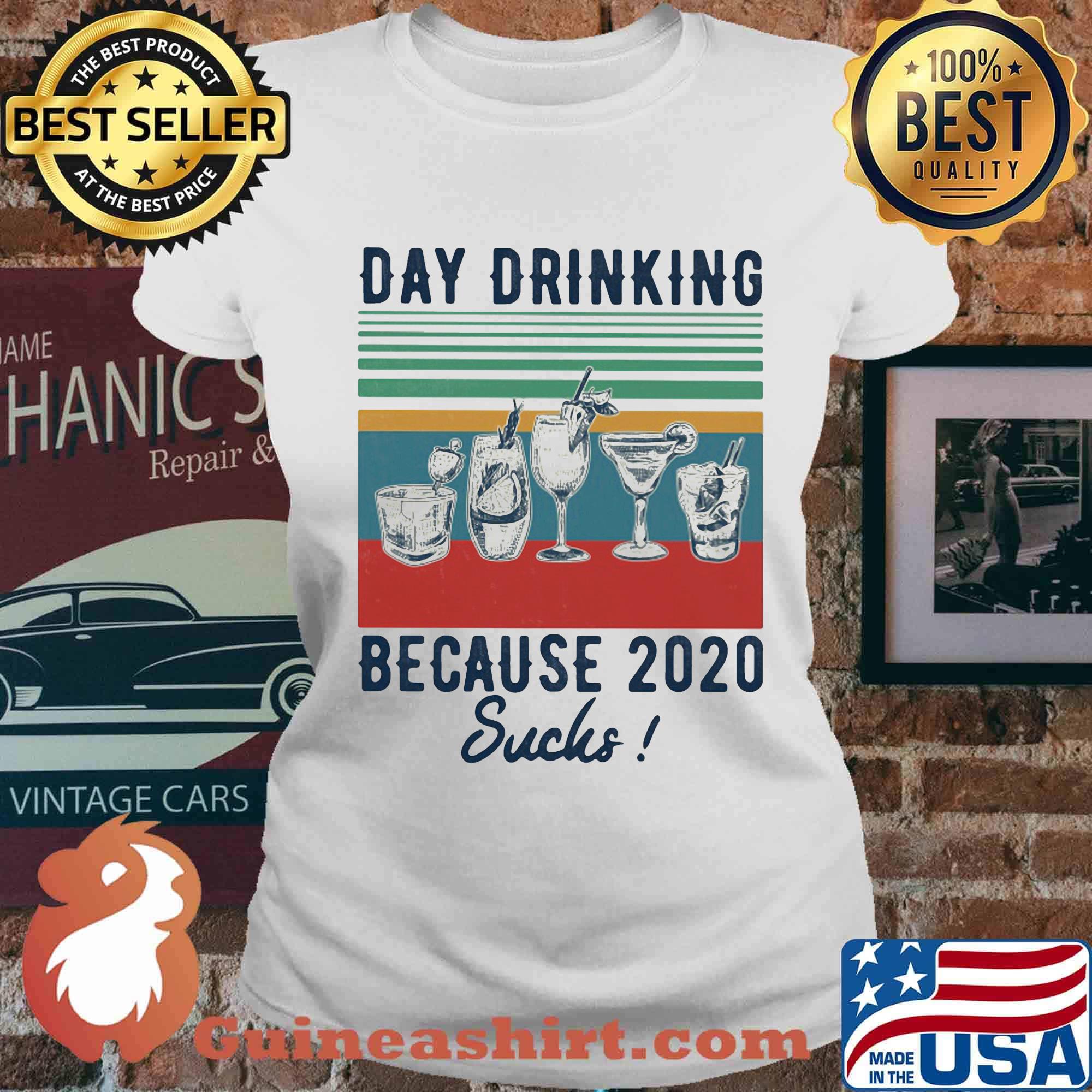 Whiskeys day drinking because 2020 sucks vintage retro s Ladies tee