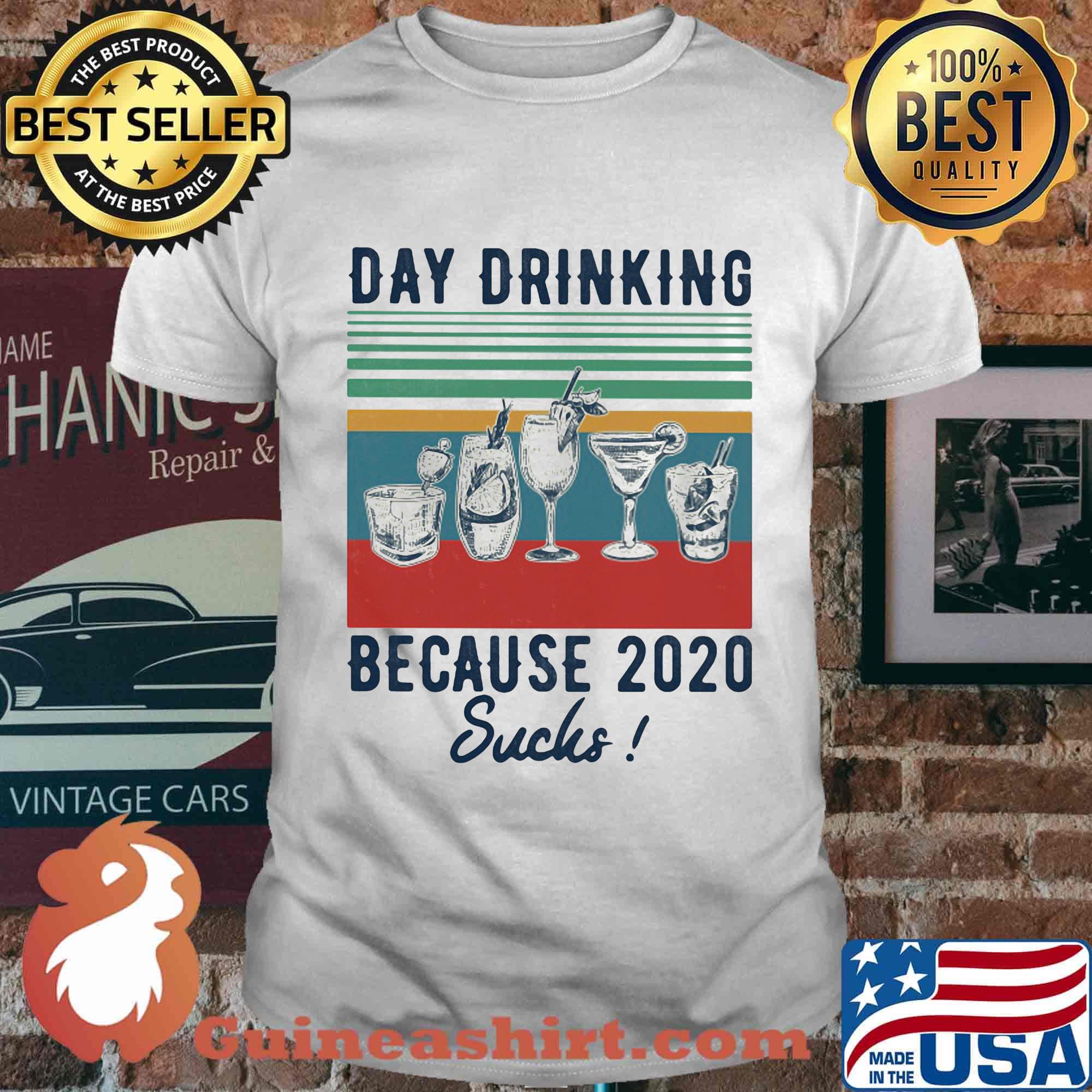 Whiskeys day drinking because 2020 sucks vintage retro shirt