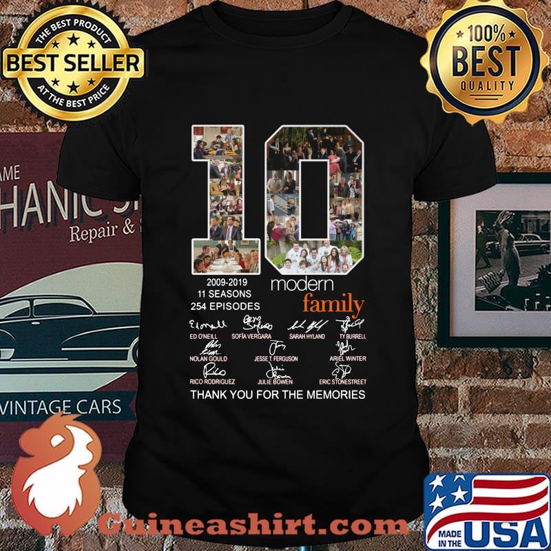 10 2009 2019 11 seasons 254 episodes modern family thank you for the memories signatures shirt