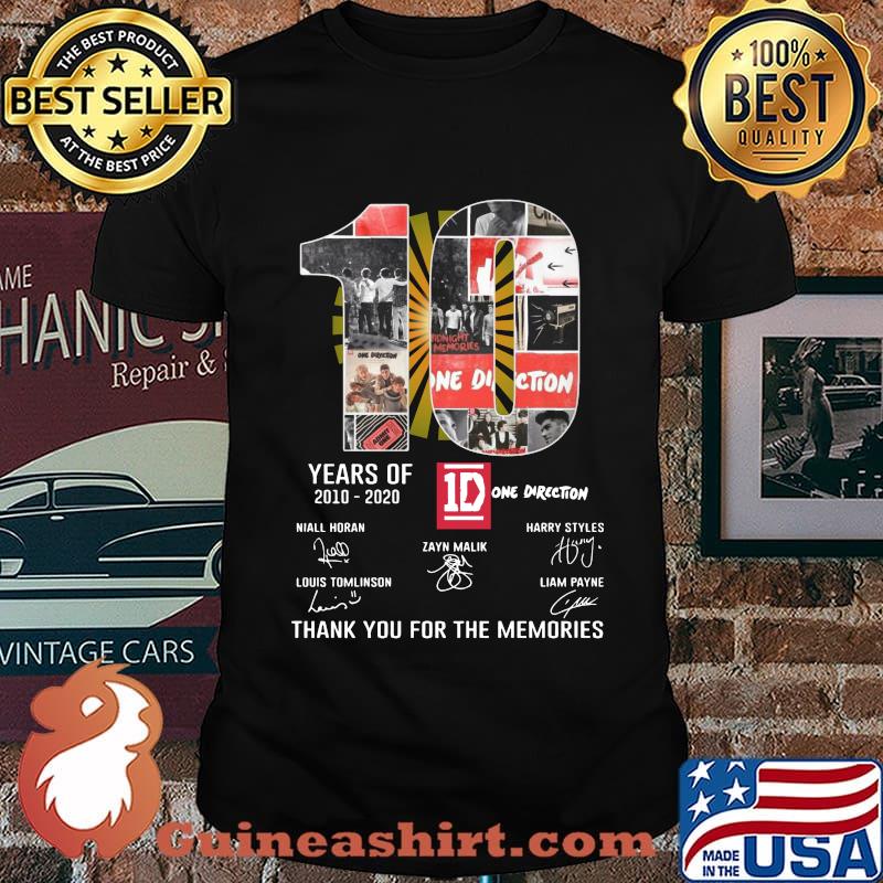 10 years of 2010 2020 one direction thank you for the memories signatures shirt