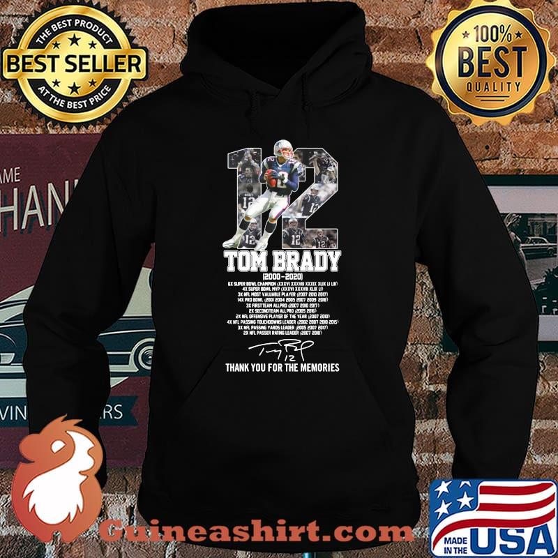 12 tom brady 2000 2020 super bowl champion thank you for the memories signature s Hoodie